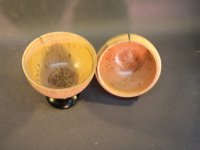 Kugeldose aus Maserbirke mit Grenadill und einer Spitze aus einer Thikanuss