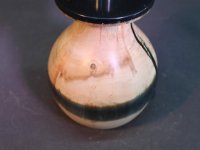 Vase aus Erle mit blauem Epoxidharz, D=12cm, H=15cm mit Glaseinsatz 3x15cm