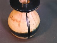 Vase aus Erle mit blauem Epoxidharz, D=12cm, H=15cm mit Glaseinsatz 3x15cm