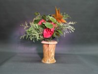 Vase aus Olive mit schwarzem Epoxidharz, D=13cm, H=16cm. Glaseinsatz6,8x14cm
