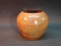 Vase aus Pflaume mit Glaseinsatz, D=14,5cm, H=12cm