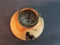 Vase aus Thuja mit Glaseinsatz, D=16cm, H=12,5cm, WS4-5mm